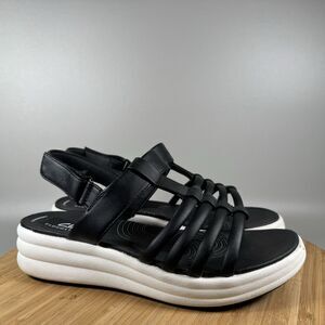 S Clarks Cloudsteppers Drift Ease Wedge‎ Sandals Black Women's Size 7.5 M